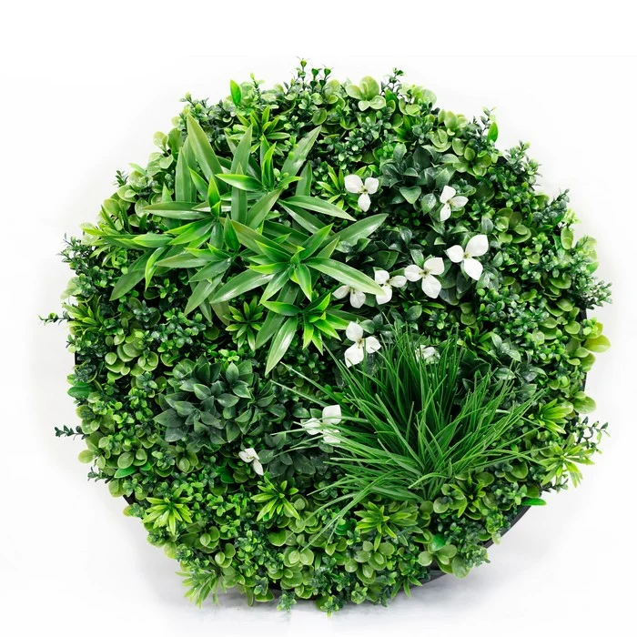 Bosso artificiale sempreverde con fiori bianchi 75 cm