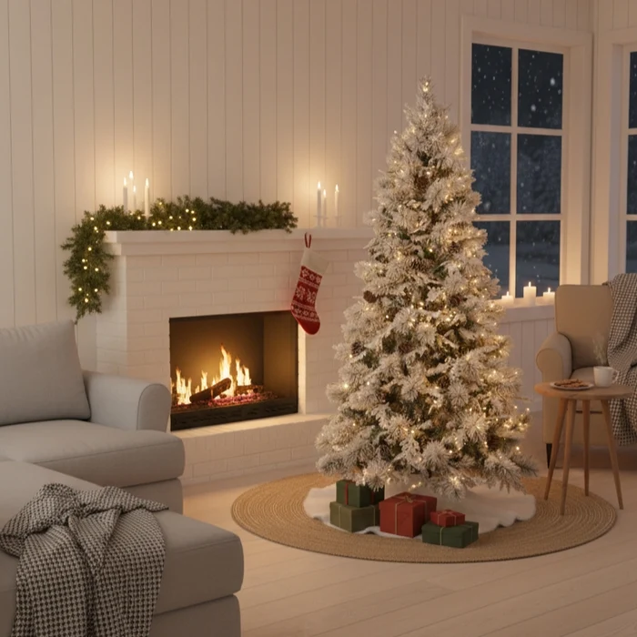 Albero di Natale innevato con pigne - Chamonix