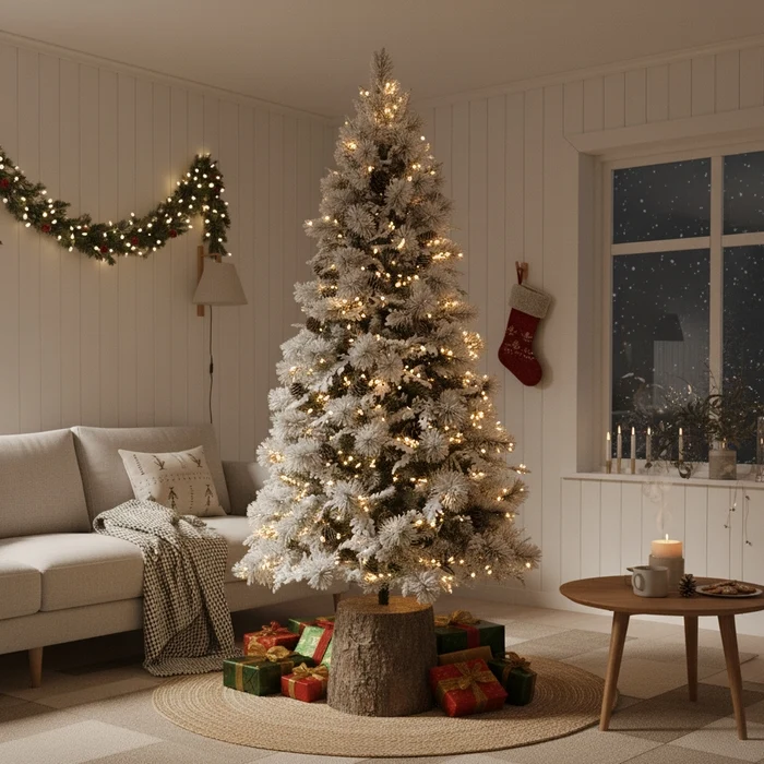 Albero di Natale innevato con pigne - Chamonix