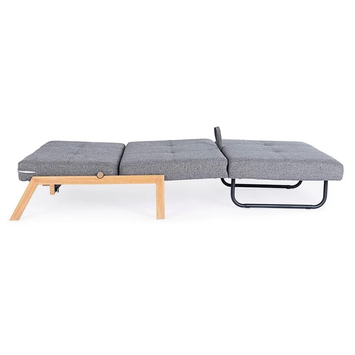 Divano letto scandinavo in tessuto con struttura in acciaio - Hayden