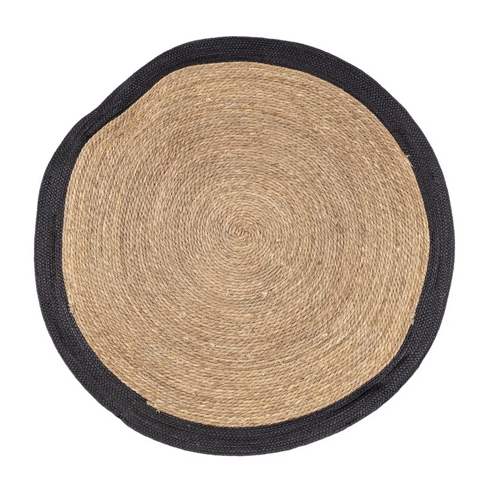 Tappeto tondo naturale con bordo colorato 120 cm - Zhara