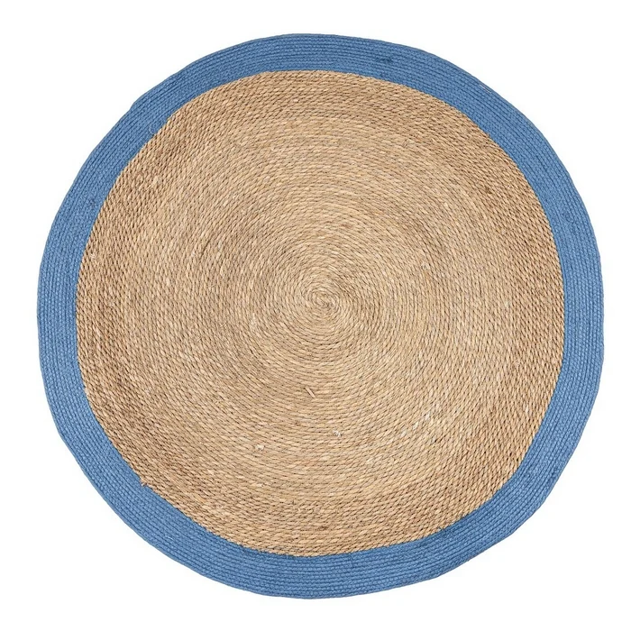 Tappeto tondo naturale con bordo colorato 120 cm - Zhara