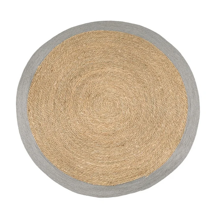 Tappeto tondo naturale con bordo colorato 120 cm - Zhara
