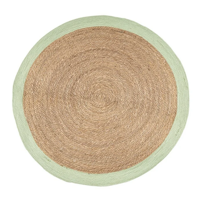 Tappeto tondo naturale con bordo colorato 120 cm - Zhara