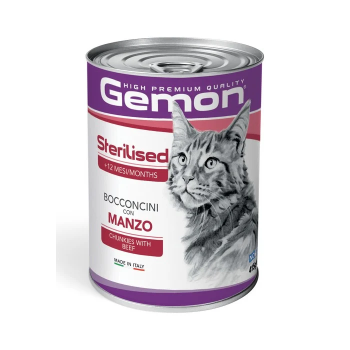 Gemon Gatto Sterilised Bocconcini con Manzo 415g