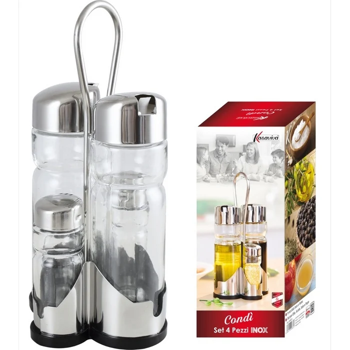 Menage condì set da 4 pezzi con supporto inox