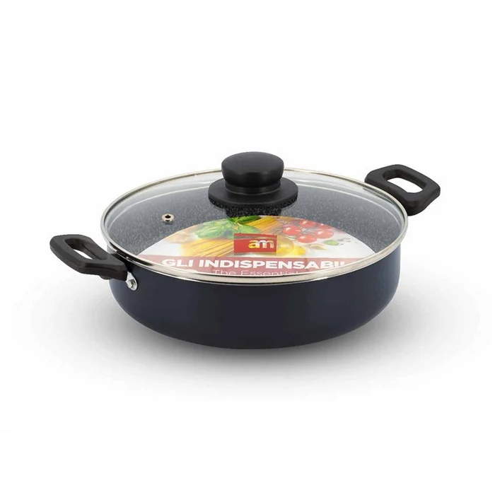 Tegame con 2 manici e coperchio in vetro - 24 cm