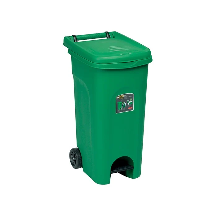 Bidone carrellato con pedale 80 litri