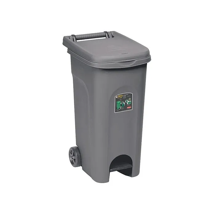 Bidone carrellato con pedale 80 litri