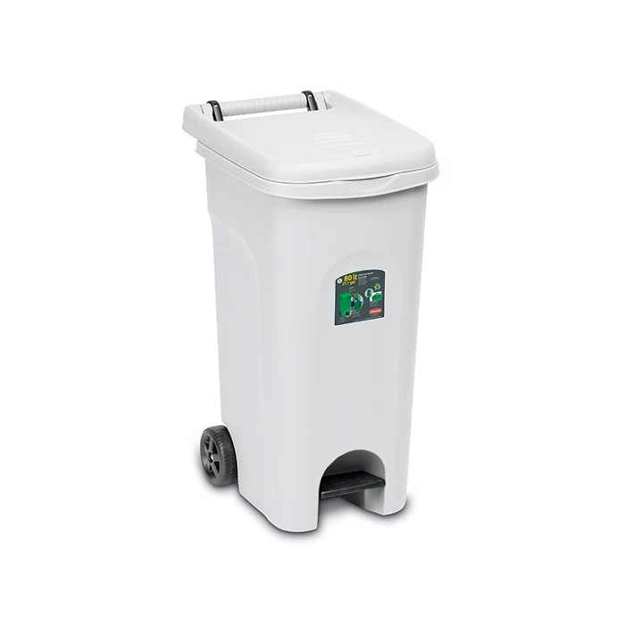 Bidone carrellato con pedale 80 litri
