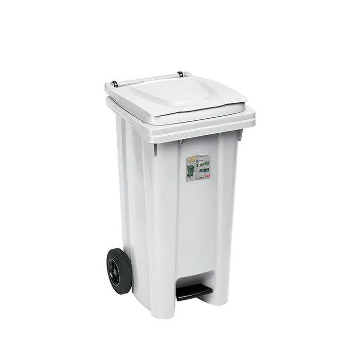 Bidone carrellato con pedale 120 litri
