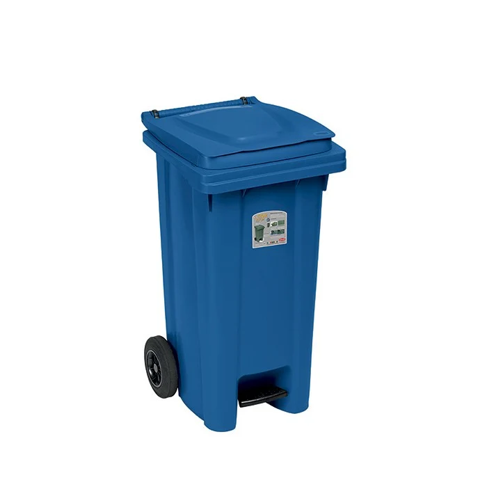 Bidone carrellato con pedale 120 litri
