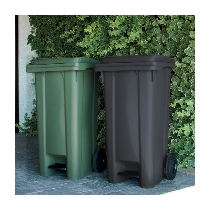 Bidone carrellato con pedale 120 litri