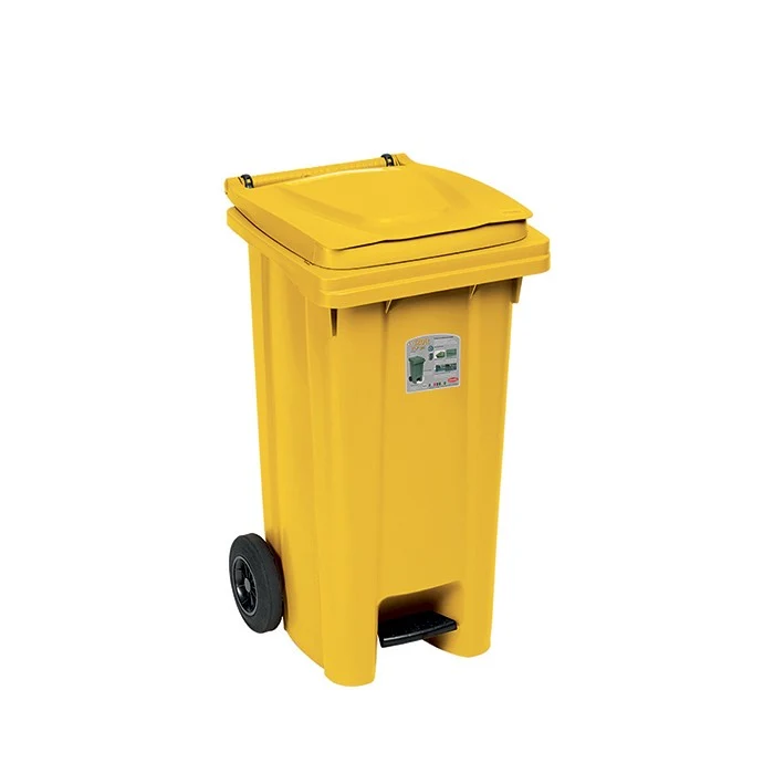 Bidone carrellato con pedale 120 litri