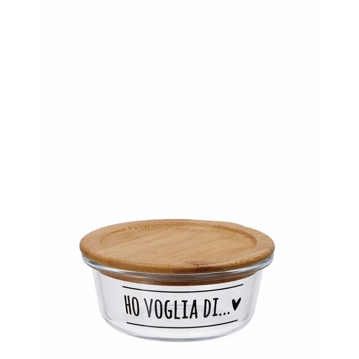 Contenitore in vetro per cucina con coperchio in bamboo
