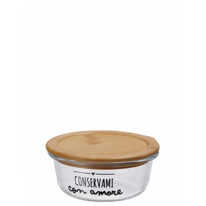 Contenitore in vetro per cucina con coperchio in bamboo