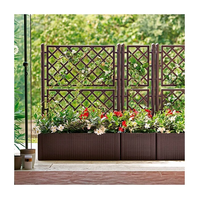 Fioriera da giardino rettangolare con spalliera - Natural Deluxe