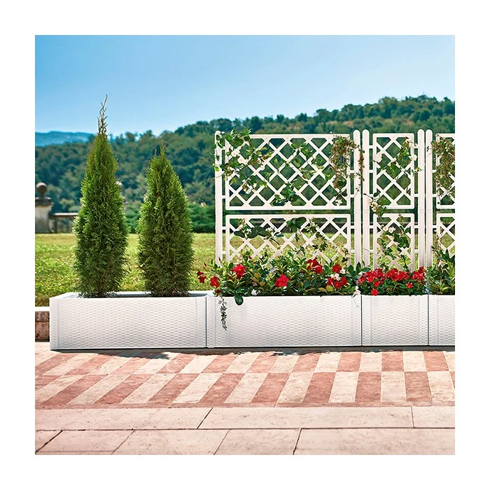 Fioriera da giardino rettangolare con spalliera - Natural Deluxe