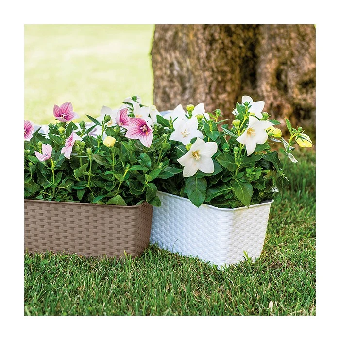 Balconetta rettangolare da giardino effetto rattan - Natural