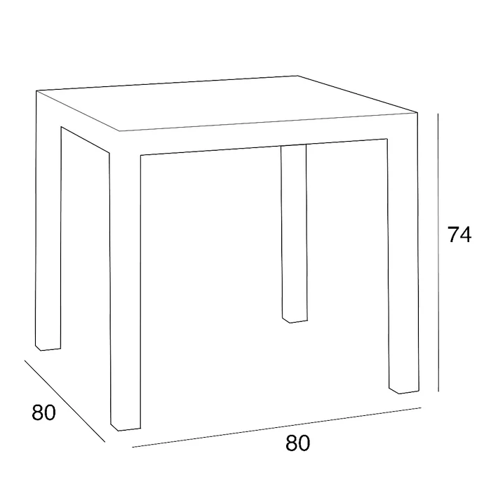 Tavolo quadrato da giardino in polipropilene effetto rattan 80x80 cm - Dallas