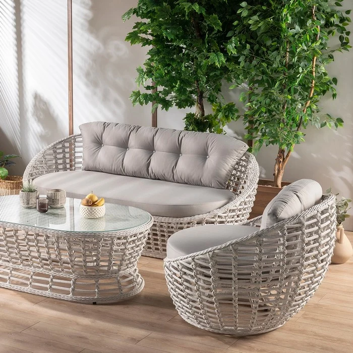 Salotto da giardino in rattan 4 posti - Isabel