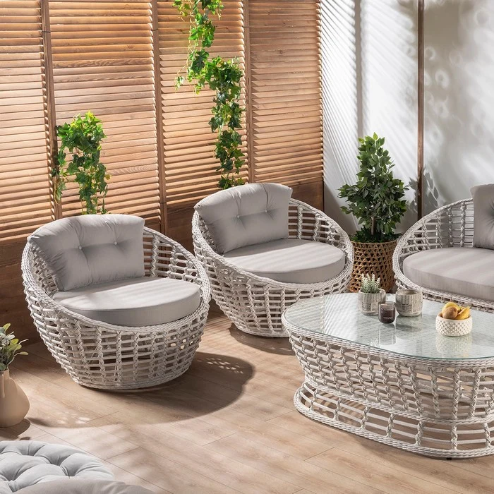 Salotto da giardino in rattan 4 posti - Isabel