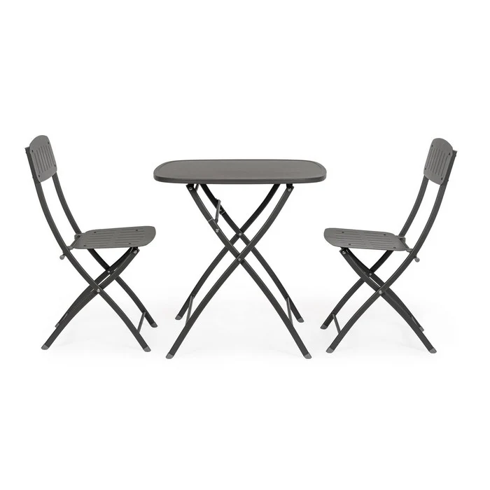 Set da giardino bistrot pieghevole con 2 sedie e tavolino in acciaio - Yvonne