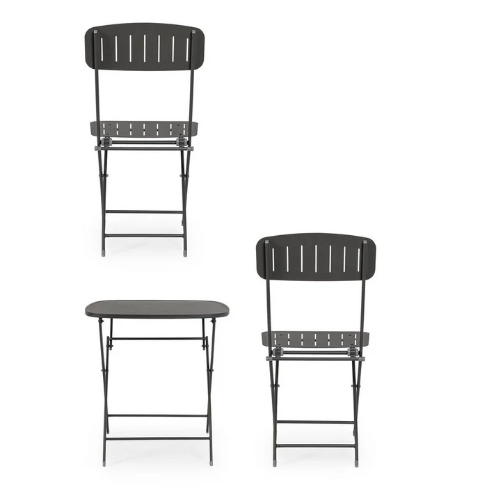 Set da giardino bistrot pieghevole con 2 sedie e tavolino in acciaio - Yvonne