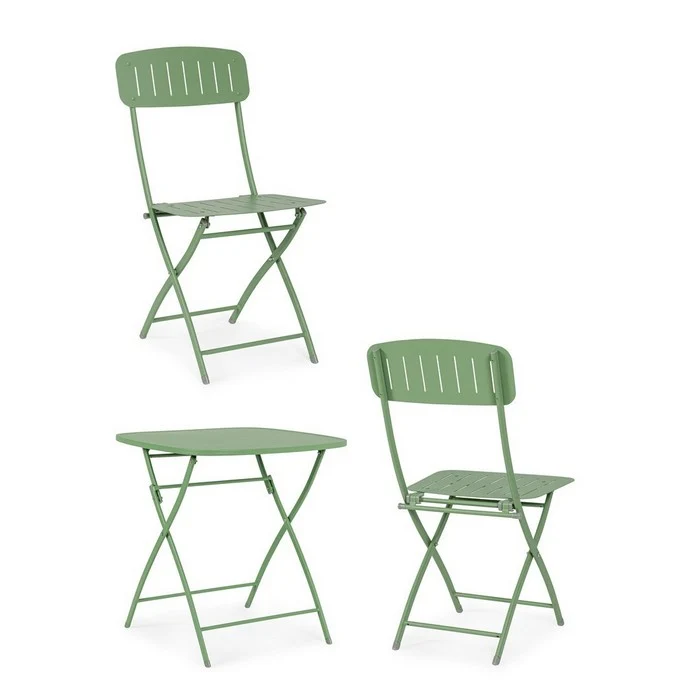 Set da giardino bistrot pieghevole con 2 sedie e tavolino in acciaio - Yvonne