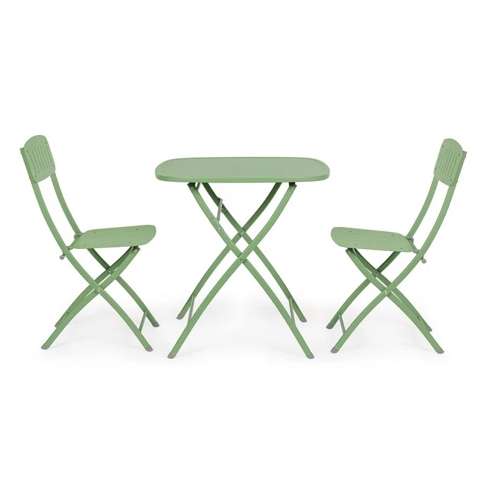 Set da giardino bistrot pieghevole con 2 sedie e tavolino in acciaio - Yvonne