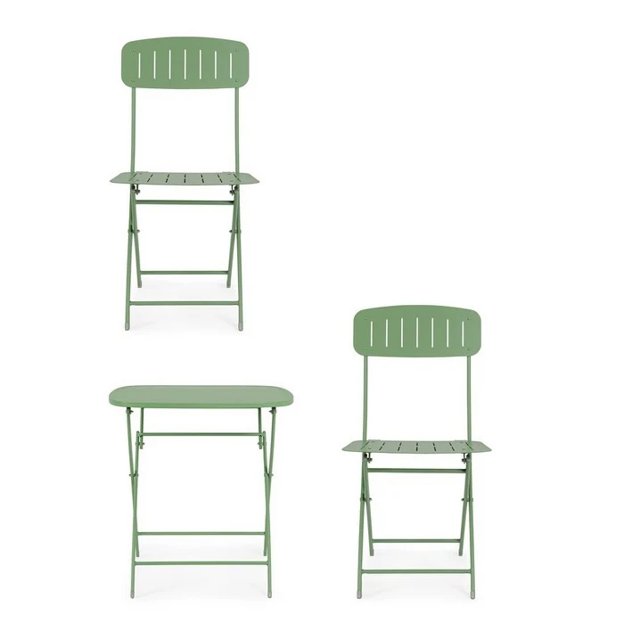 Set da giardino bistrot pieghevole con 2 sedie e tavolino in acciaio - Yvonne