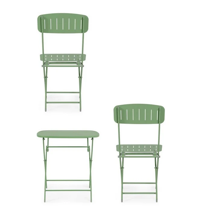Set da giardino bistrot pieghevole con 2 sedie e tavolino in acciaio - Yvonne