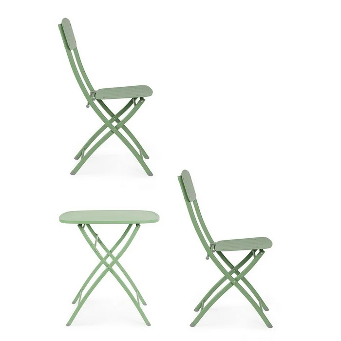 Set da giardino bistrot pieghevole con 2 sedie e tavolino in acciaio - Yvonne