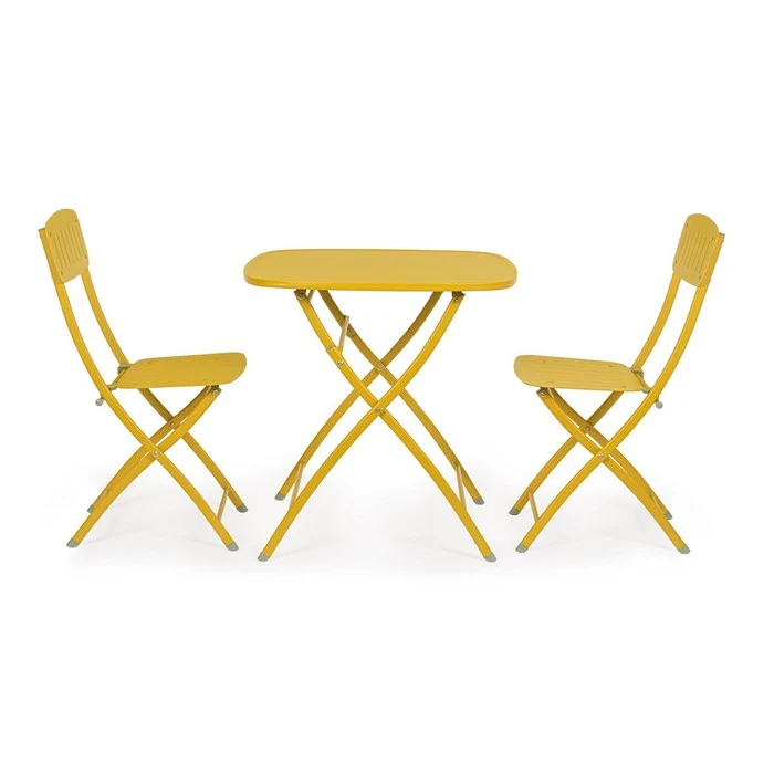 Set da giardino bistrot pieghevole con 2 sedie e tavolino in acciaio - Yvonne