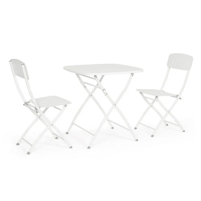 Set da giardino bistrot pieghevole con 2 sedie e tavolino in acciaio - Yvonne