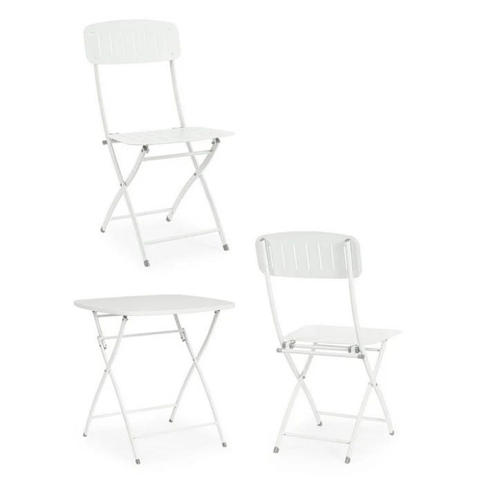 Set da giardino bistrot pieghevole con 2 sedie e tavolino in acciaio - Yvonne