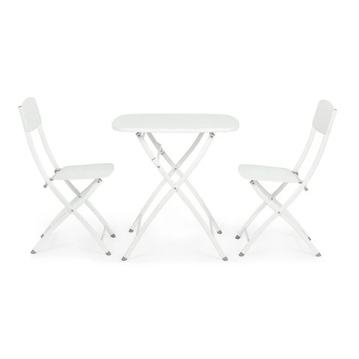 Set da giardino bistrot pieghevole con 2 sedie e tavolino in acciaio - Yvonne