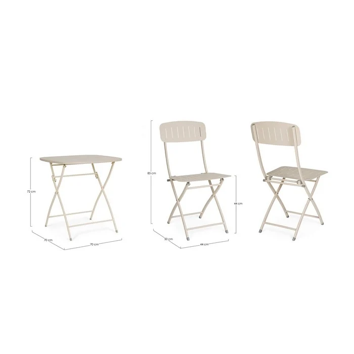 Set da giardino bistrot pieghevole con 2 sedie e tavolino in acciaio - Yvonne