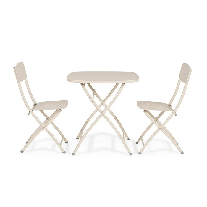 Set da giardino bistrot pieghevole con 2 sedie e tavolino in acciaio - Yvonne