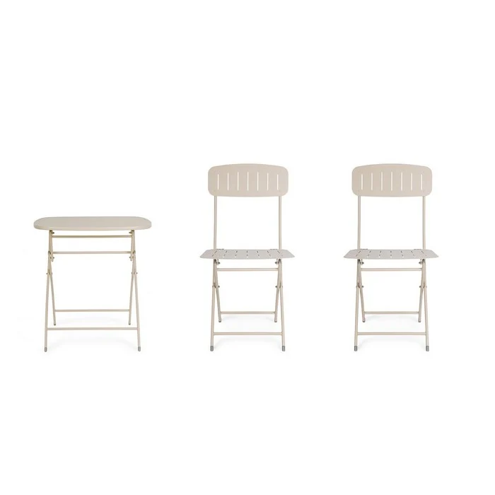 Set da giardino bistrot pieghevole con 2 sedie e tavolino in acciaio - Yvonne
