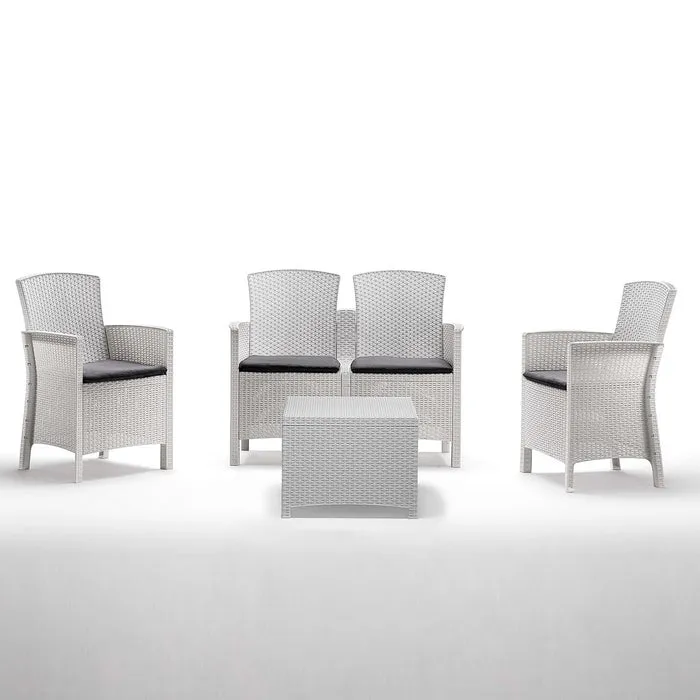 Set salotto da giardino 4 posti con tavolino contenitore - Lido Storage