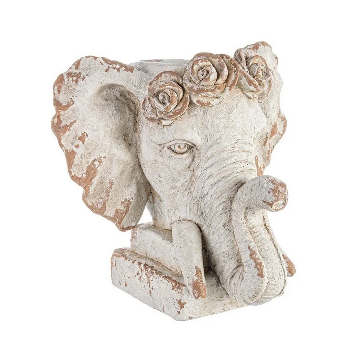 Porta vaso a forma di testa di elefante in magnesia 43 cm