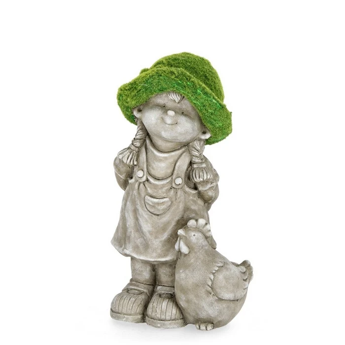 Bimba con gallina in magnesia per decorazione 44,5 cm - Garden