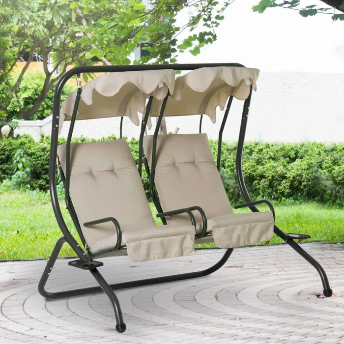 Dondolo da giardino a 2 sedute separate tortora - Twin