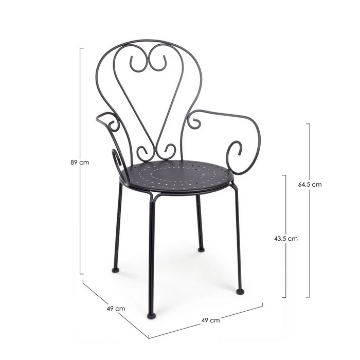 Sedia in metallo da giardino con braccioli - Etienne