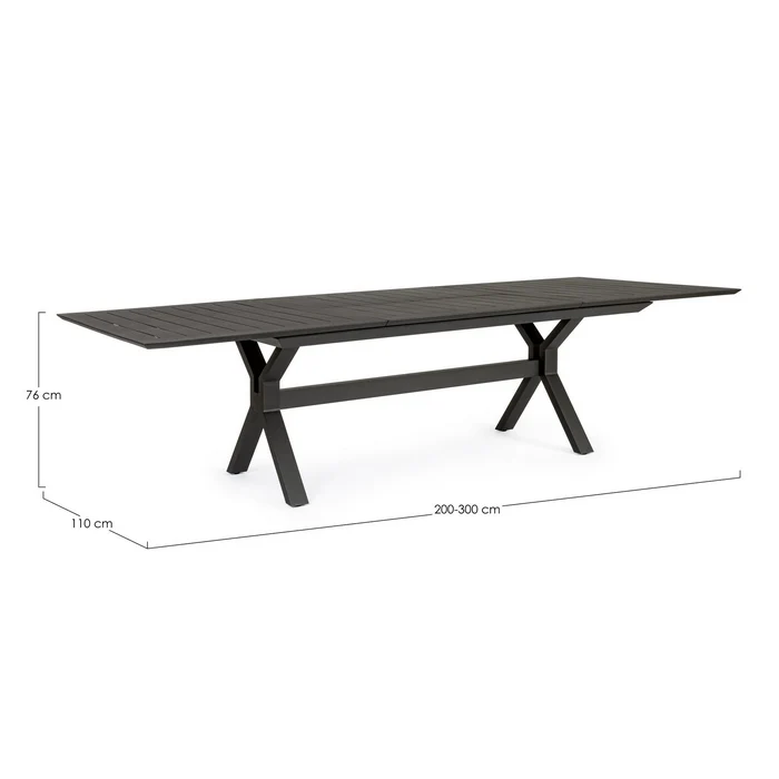 Tavolo da giardino allungabile in alluminio 200-300x110 cm - Kenyon