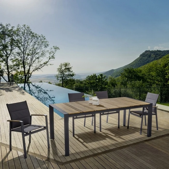 Sedia da giardino in alluminio Kubik con braccioli