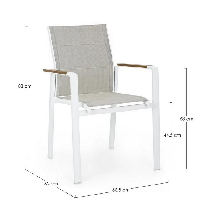 Sedia da giardino in alluminio Kubik con braccioli