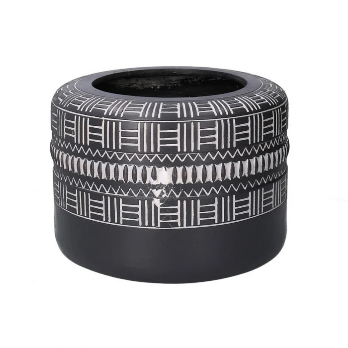 Vaso tondo in cemento nero