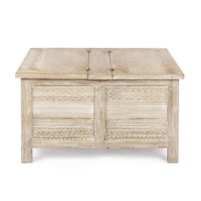 Tavolino con contenitore in legno shabby - Mayra